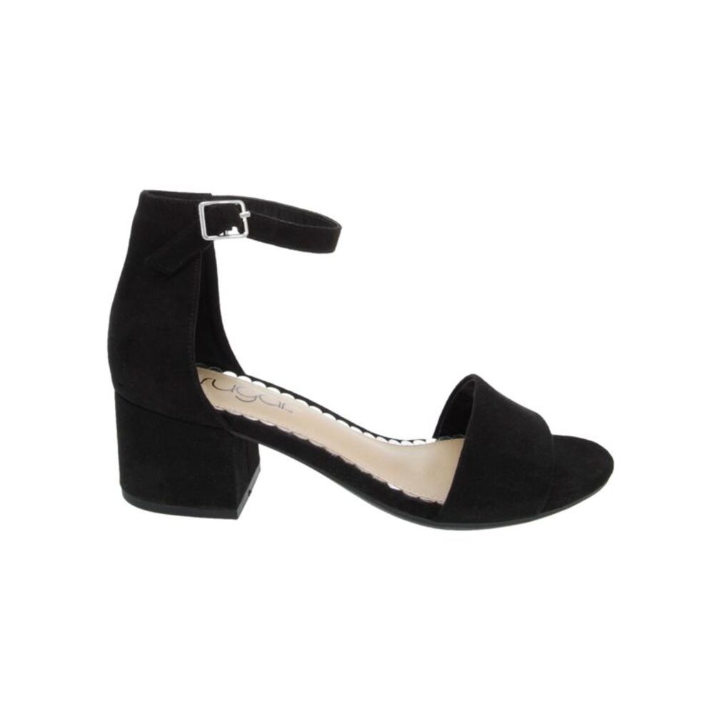 SUGAR Womens Black Noelle Round Toe Block Heel Buckle Dress Sandals 8.5 M